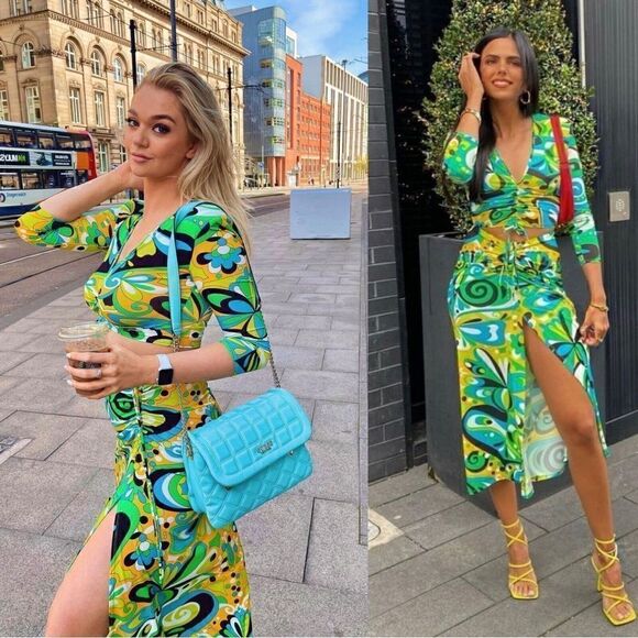 ZARA DRAPED PRINTED SKIRT - Picture 1 of 8